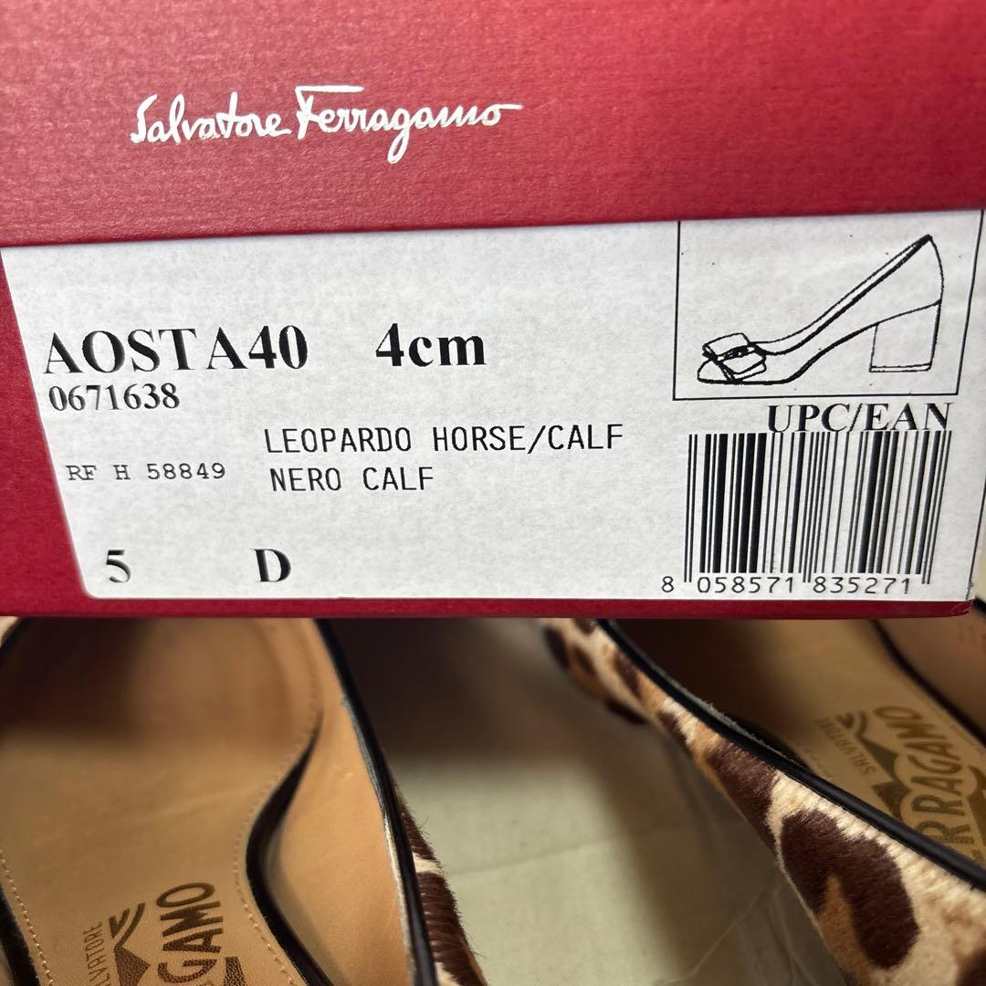 フェラガモ◇リボンハラコ4センチパンプス35サイズ