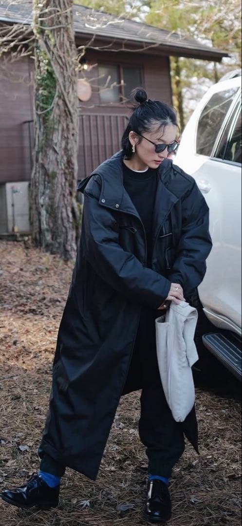 オブレクト 高山都コラボ ダッフルキルティングコート 黒