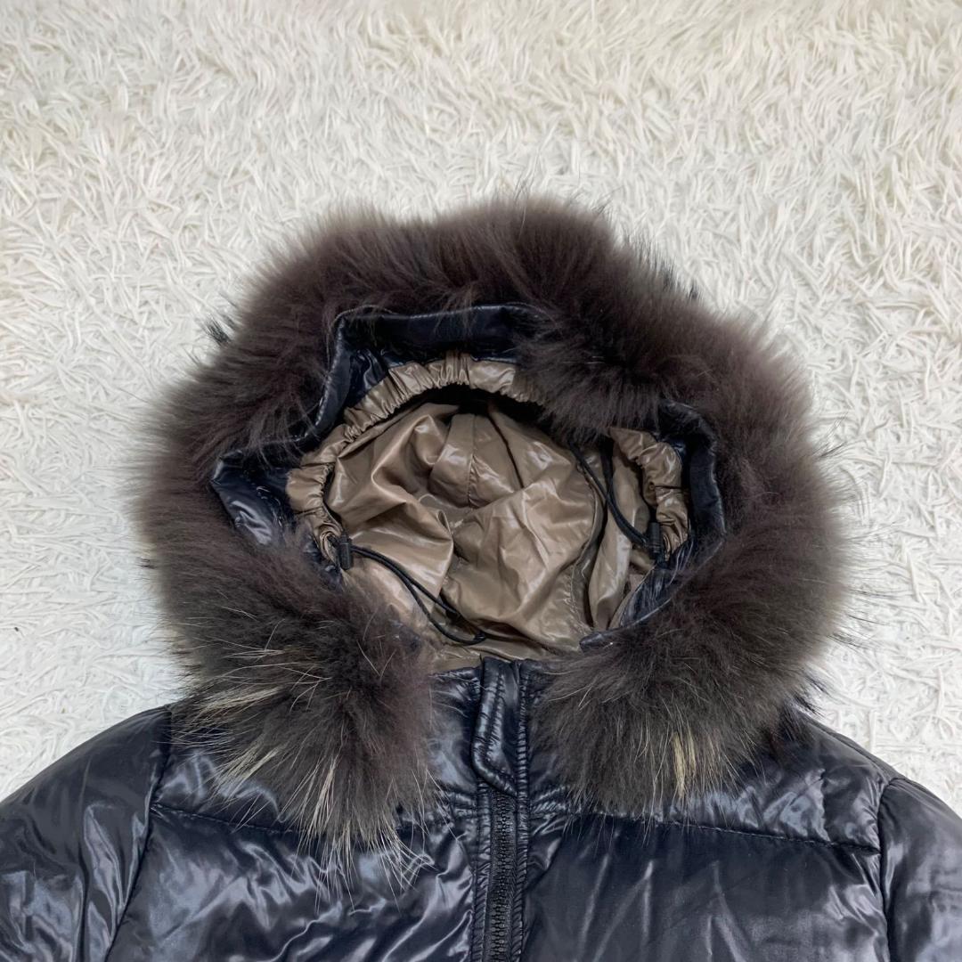 17201✨デュベティカ 40 ラクーンファー ロングダウンコート ブラック系