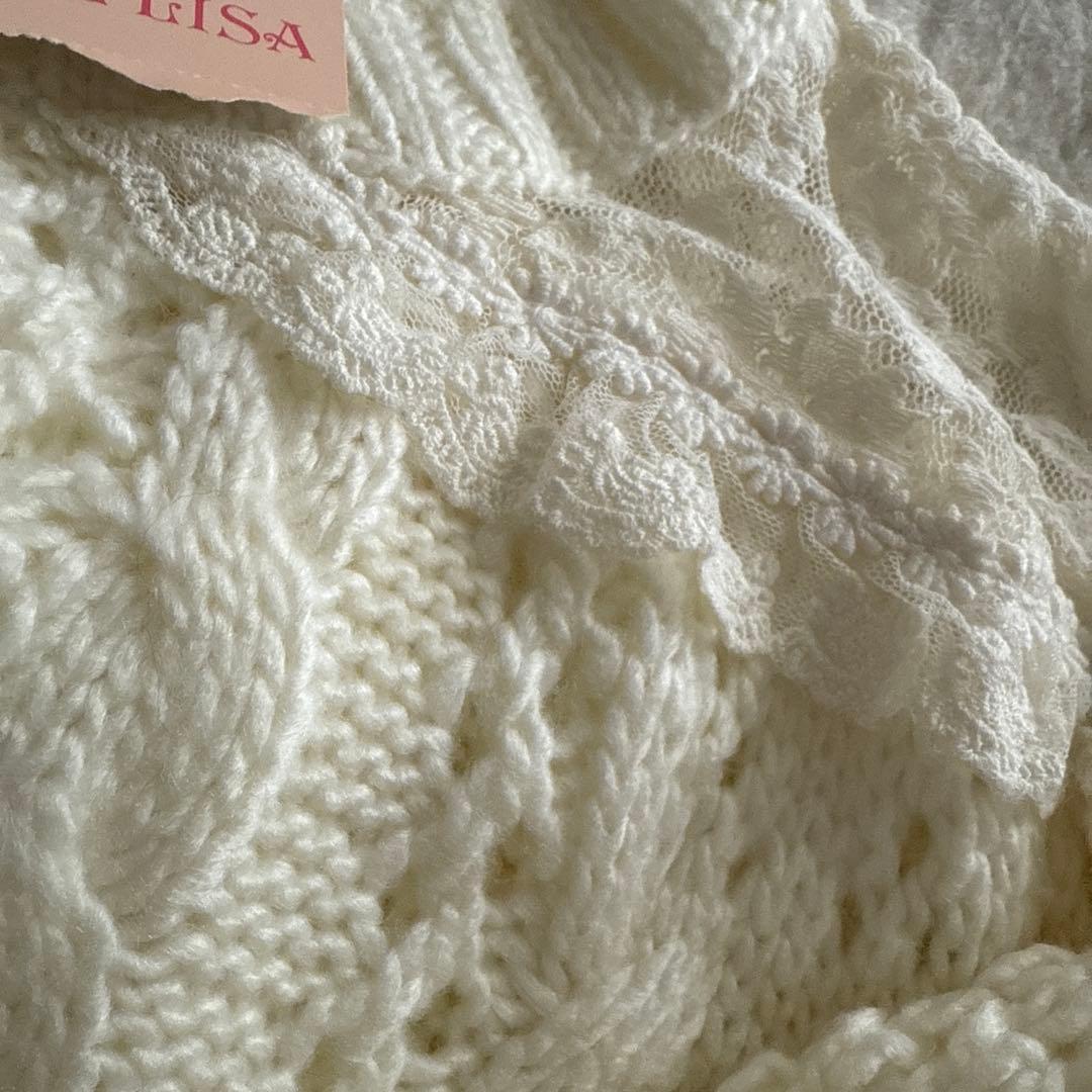 リズリサ　セーターLIZ LISA肩のレース　リボン　可愛いケーブル編み