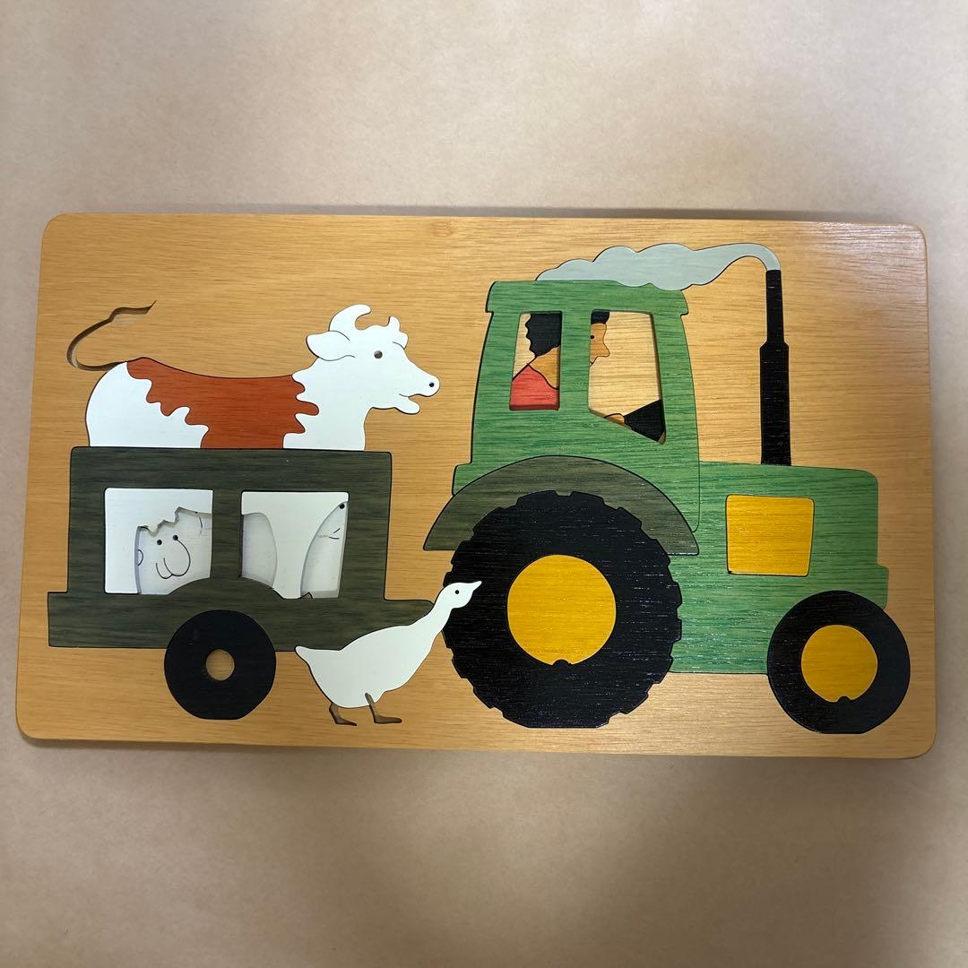 ジョージラック　二重パズル　木製農場パズル トラクターと動物