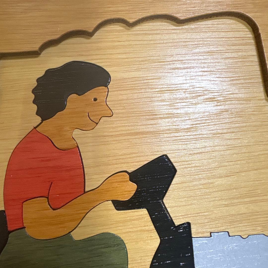 ジョージラック　二重パズル　木製農場パズル トラクターと動物