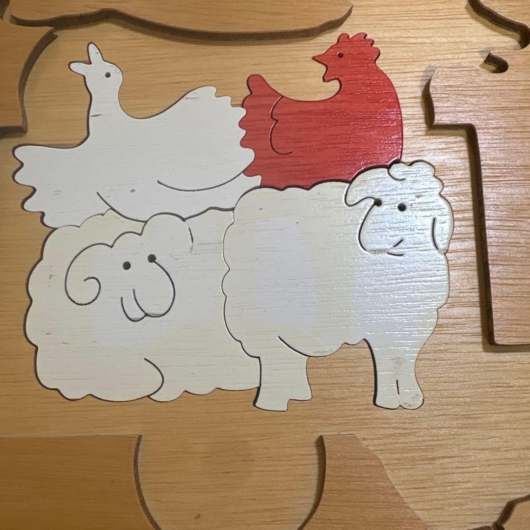 ジョージラック　二重パズル　木製農場パズル トラクターと動物