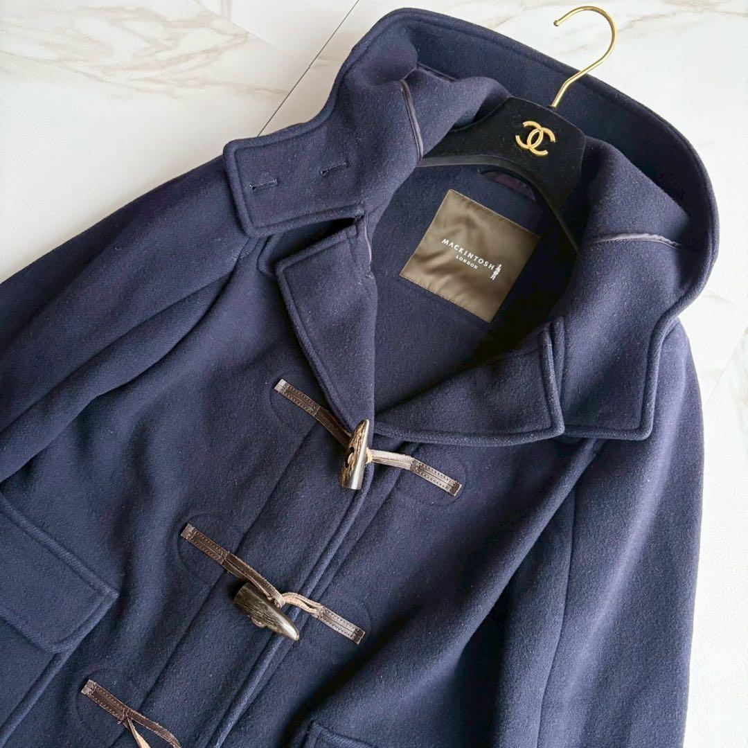 美品◆マッキントッシュロンドン ダッフルコート ロング 紺 トグル 36
