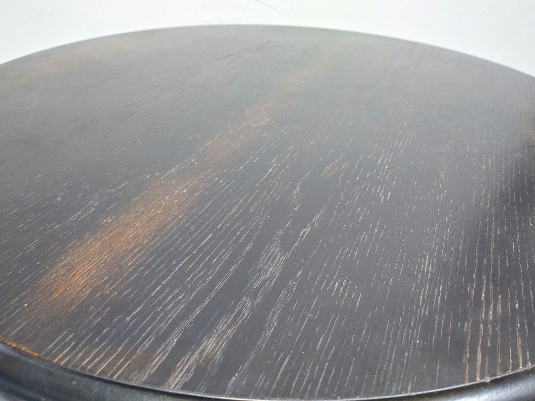 天然木製 折り畳みちゃぶ台 円卓 ローテーブル 楕円形座卓 卓袱台 昭和レトロ黒