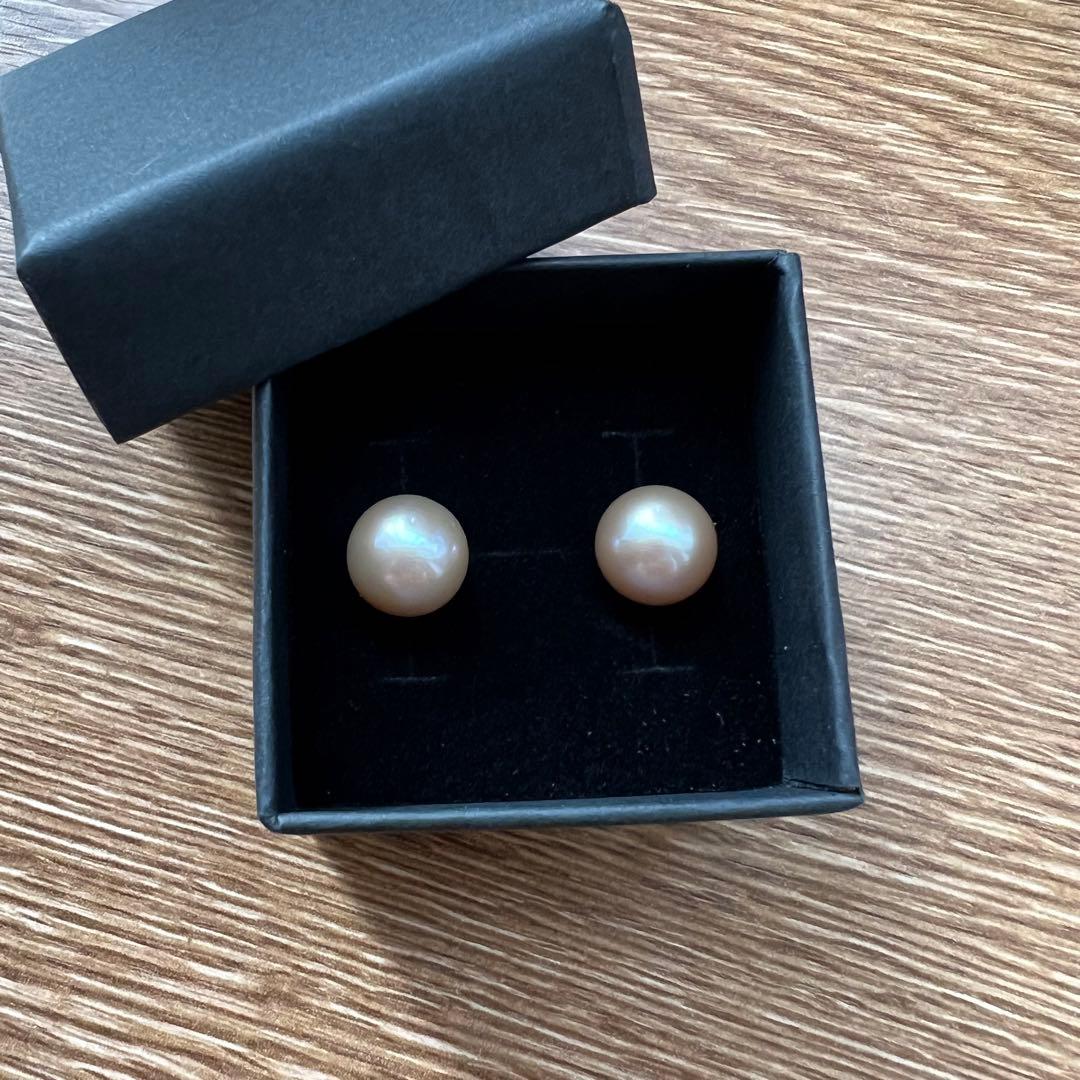 本真珠　無核　淡水パール　大珠　超高品質！上品なパープル　K14スタッドピアス