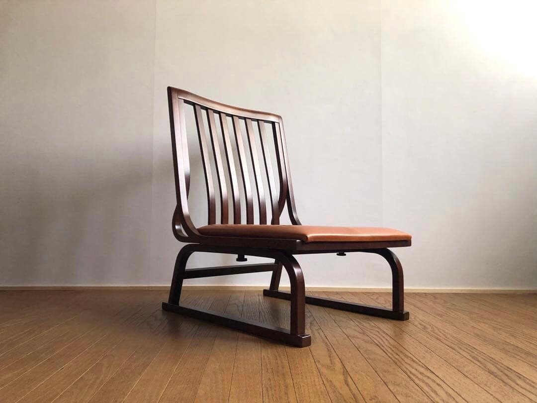 秋田木工社製 低座椅子 革張り ジャパニーズモダン ヴィンテージ 和家具 古民家