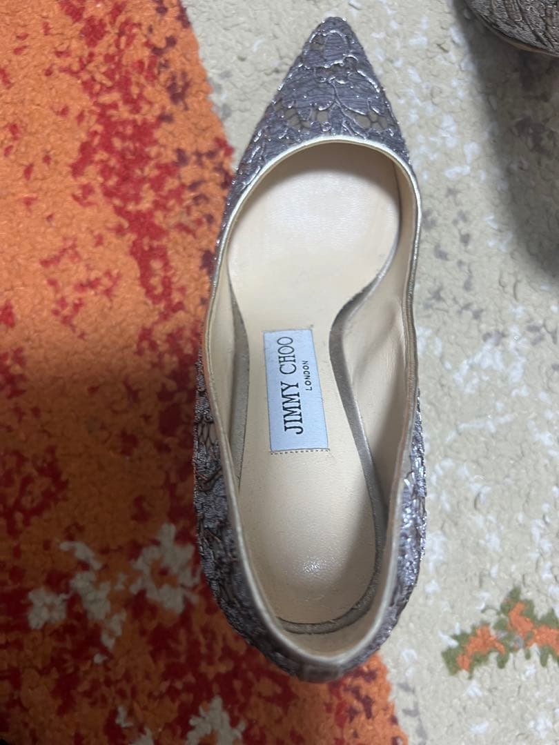 JIMMY CHOO シルバー レース ハイヒール　35