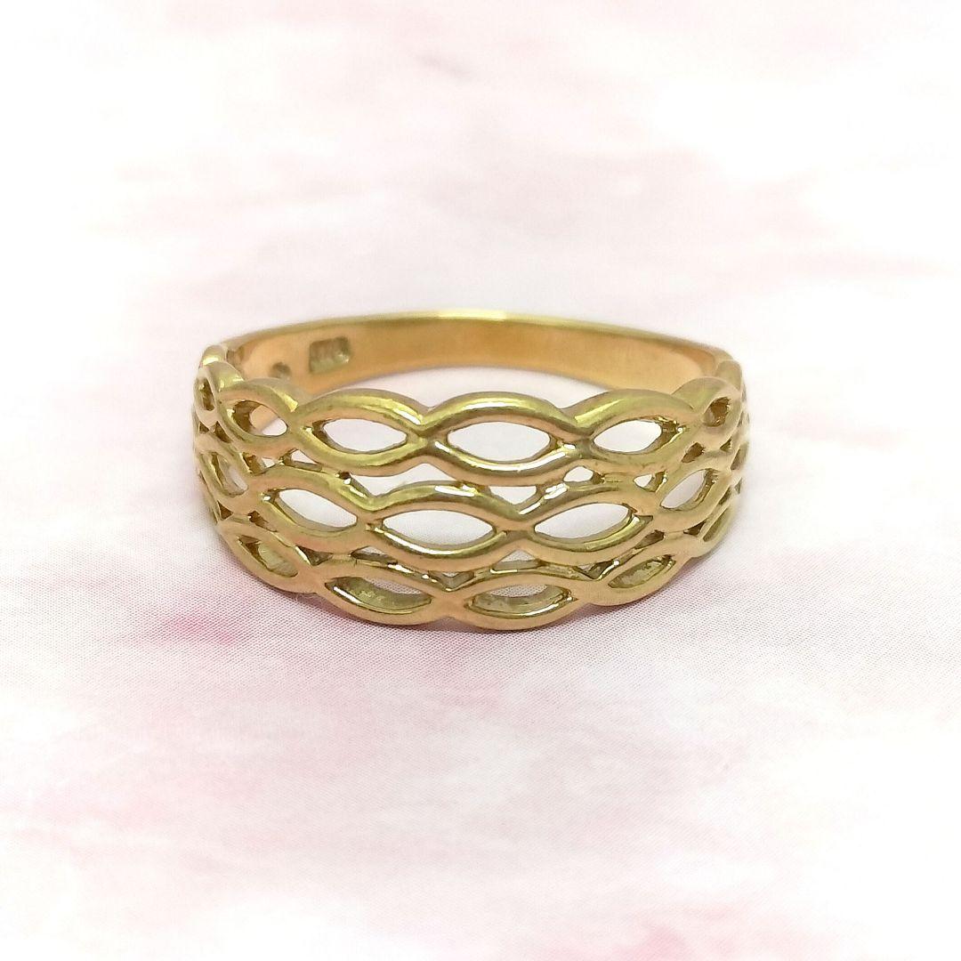 K18 透かしデザイン リング 11号 編み込み レディース指輪