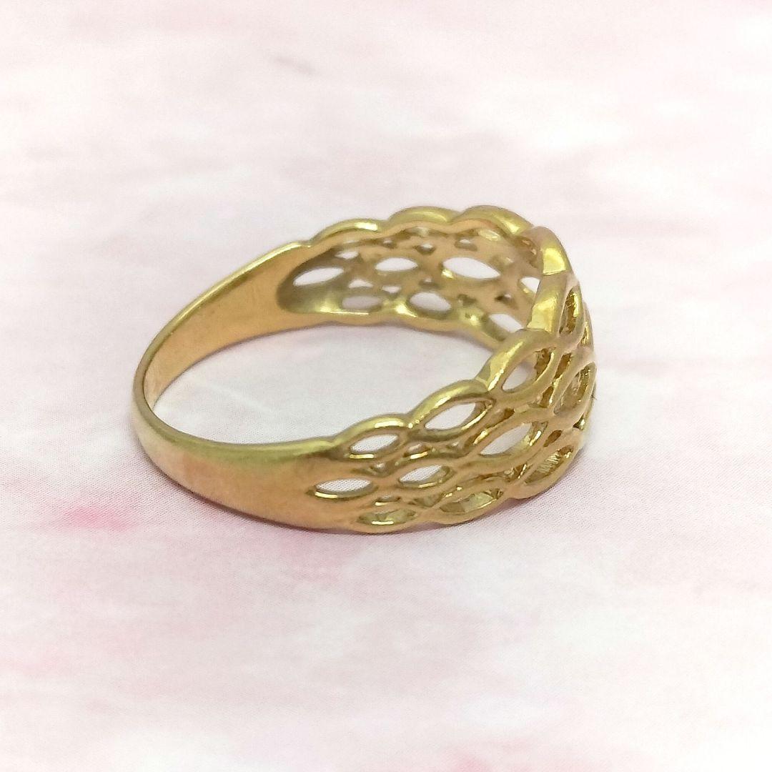 K18 透かしデザイン リング 11号 編み込み レディース指輪