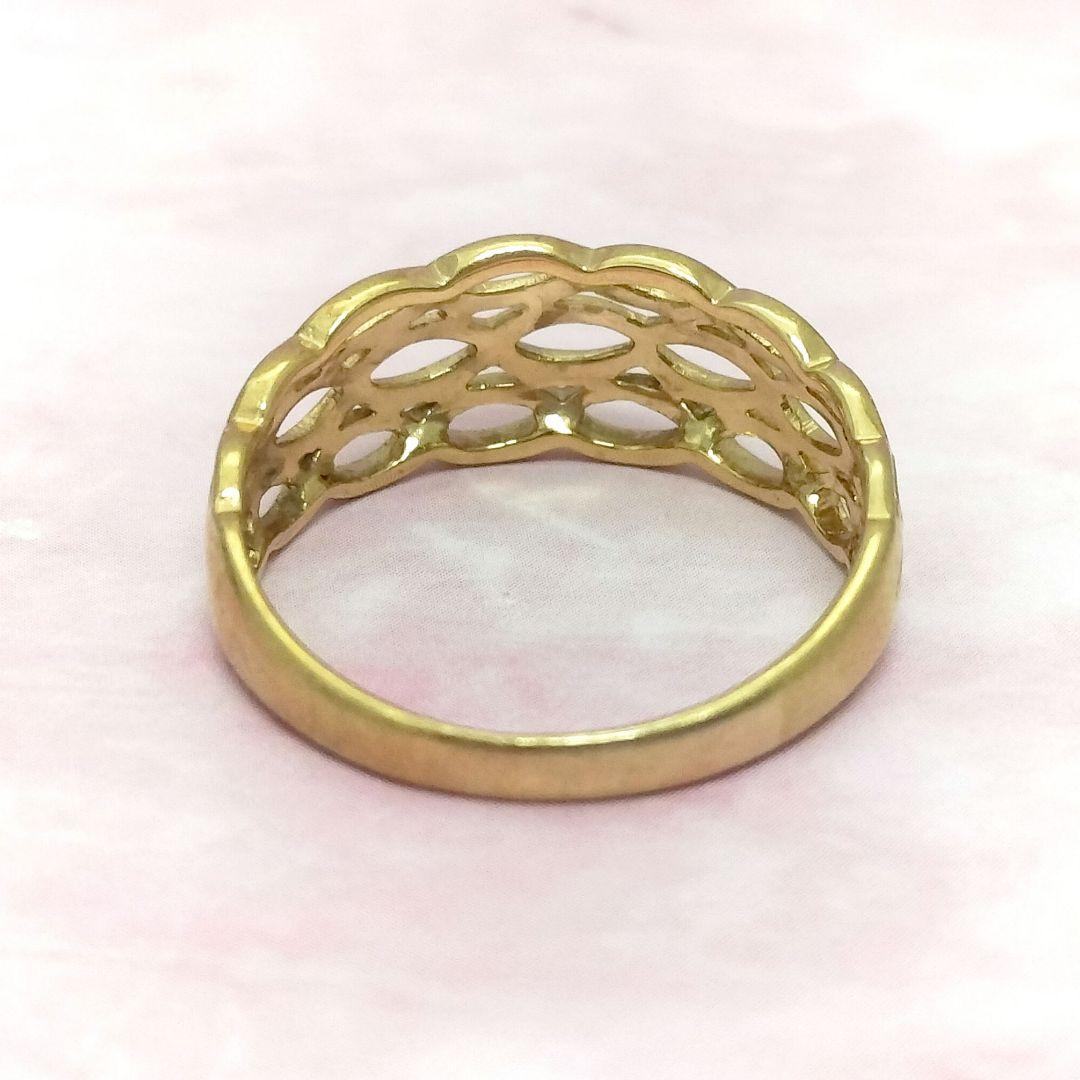 K18 透かしデザイン リング 11号 編み込み レディース指輪