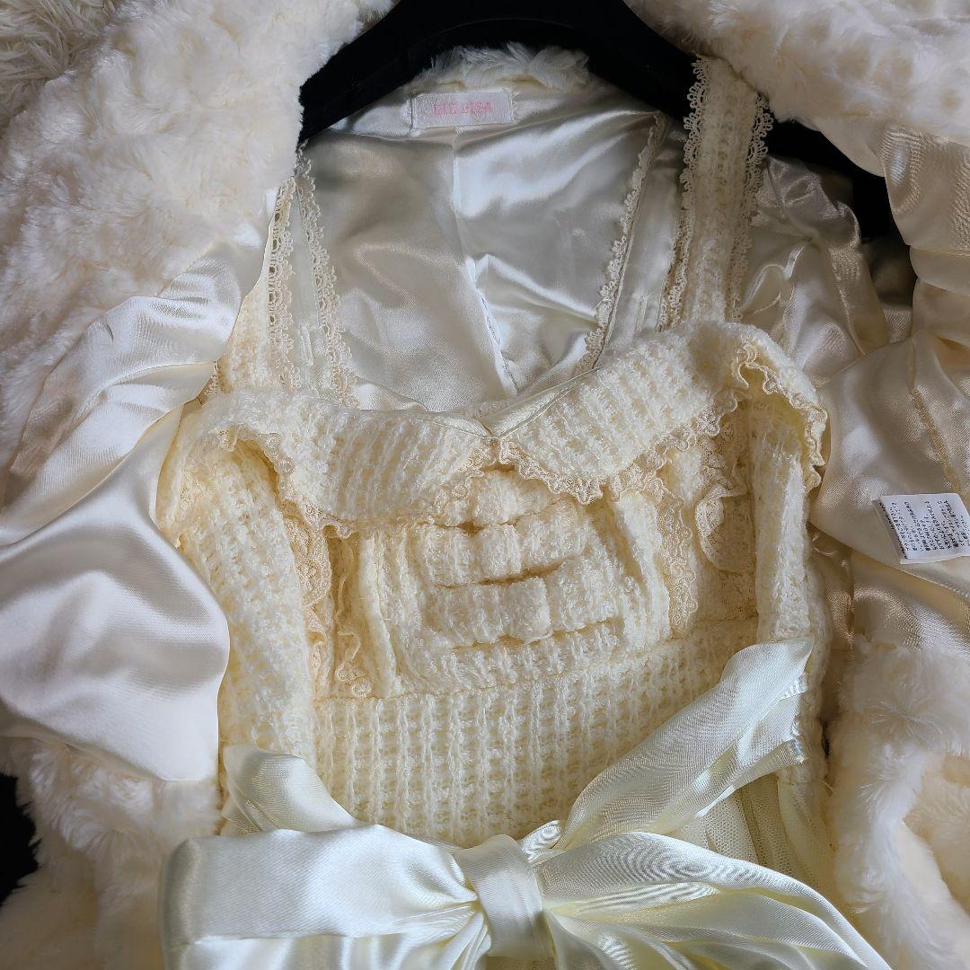 美品✨リズリサ ボアコート ワンピース 2点セット フリル チュール リボン