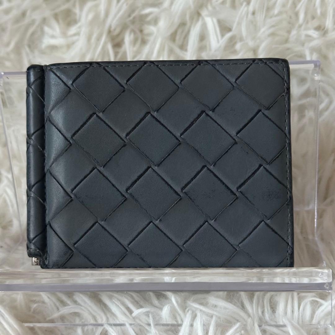 ボッテガヴェネタ マネークリップ 箱付き マキシイントレチャート レザー グレー