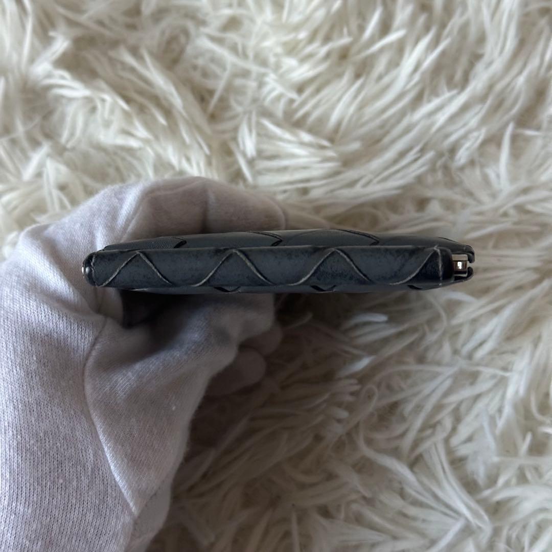 ボッテガヴェネタ マネークリップ 箱付き マキシイントレチャート レザー グレー