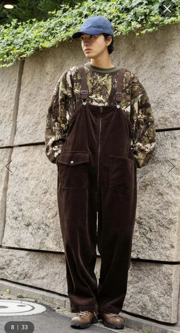 ニコアンド【今期完売】新品　コーデュロイオーバーオール　ブラウンＭ