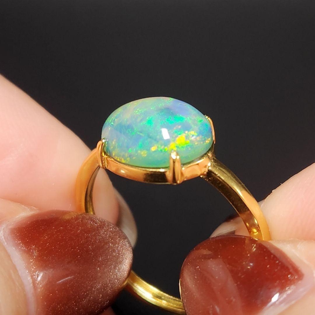 天然【新品】オパール フリーサイズリング silver925 ★ 大きめルース