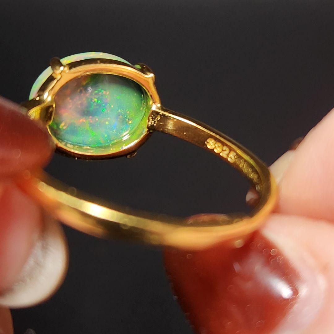 天然【新品】オパール フリーサイズリング silver925 ★ 大きめルース