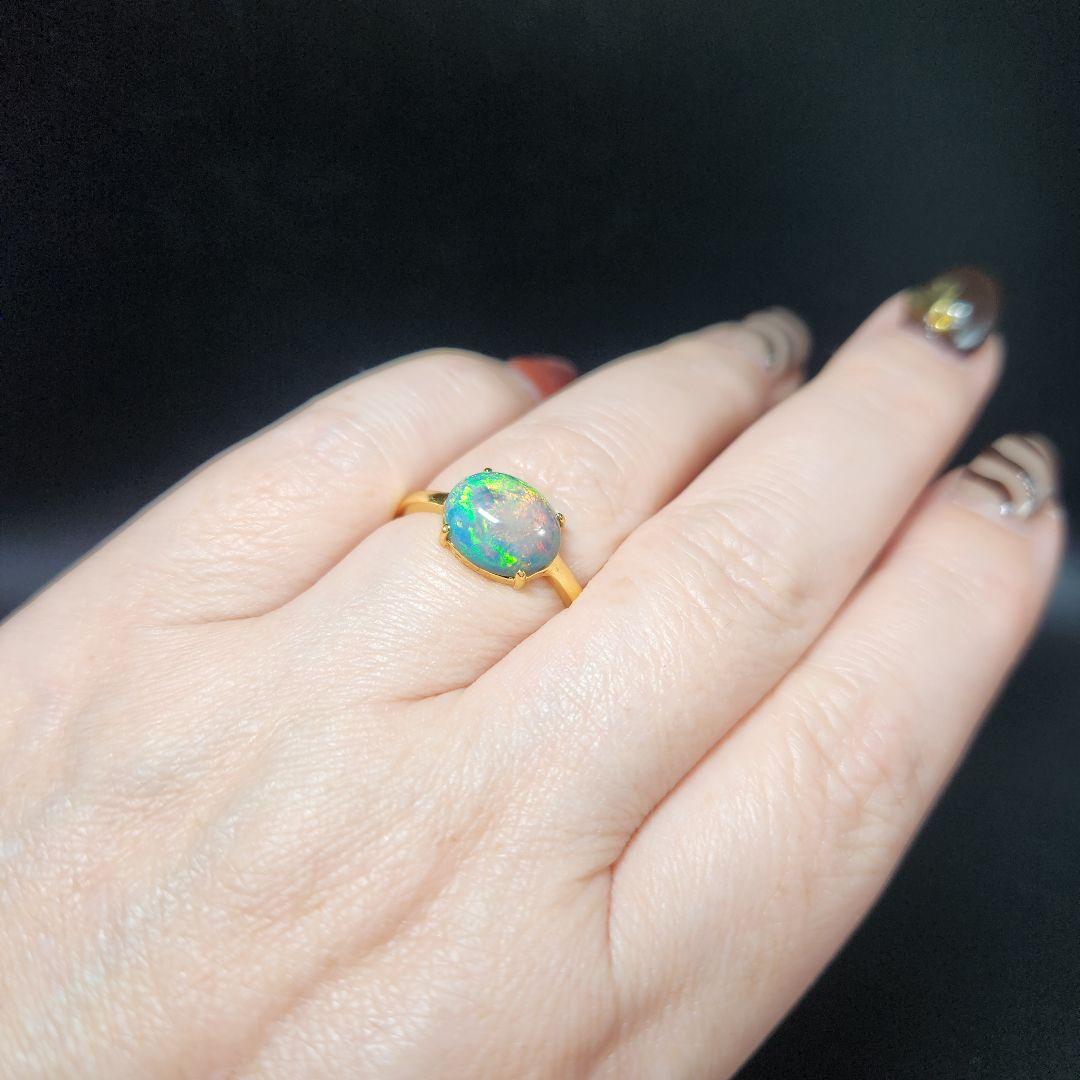 天然【新品】オパール フリーサイズリング silver925 ★ 大きめルース