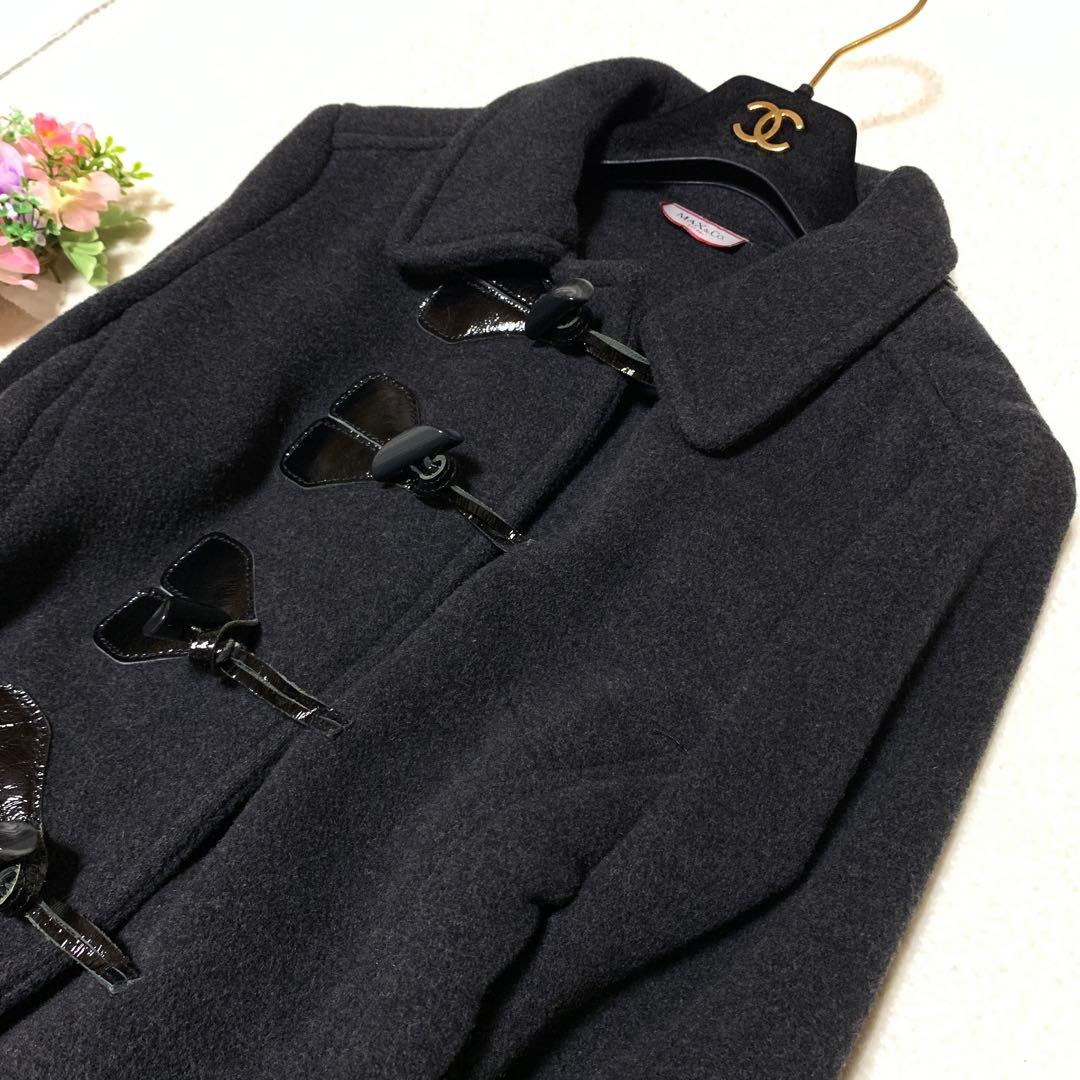 ★極美品　マックスマーラ　2wayダッフルコート　 艶レザー♡ふわウール　S Ｍ