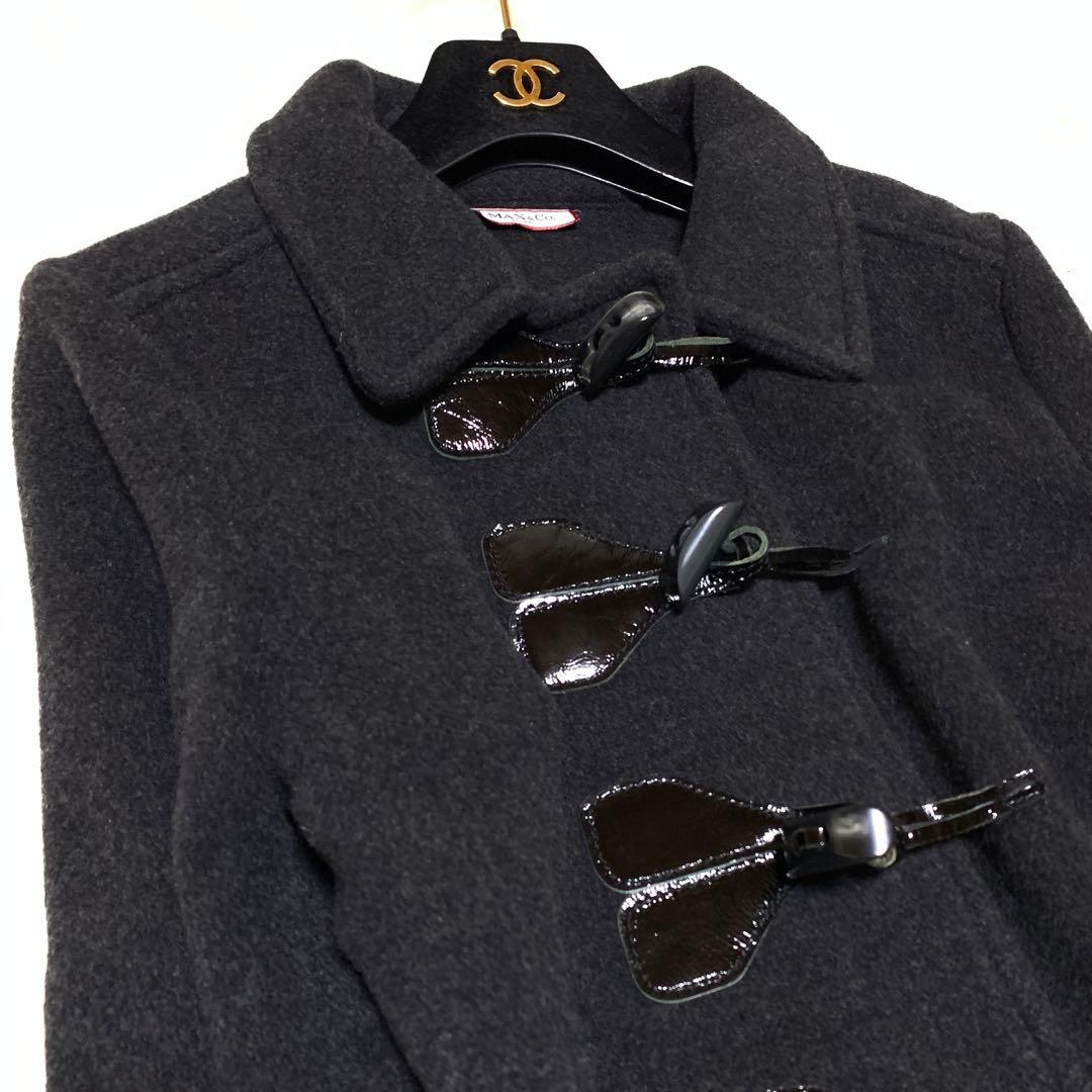 ★極美品　マックスマーラ　2wayダッフルコート　 艶レザー♡ふわウール　S Ｍ