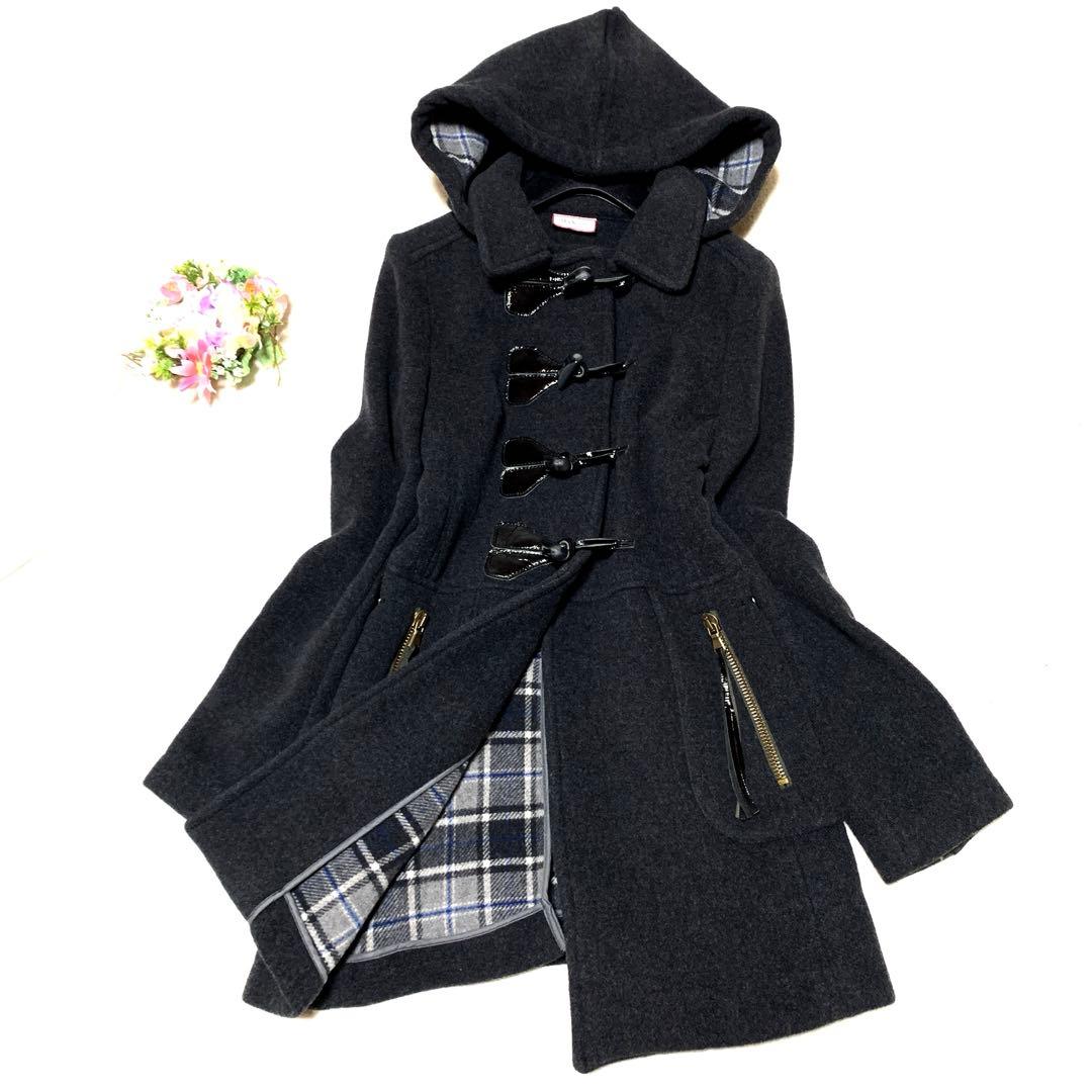 ★極美品　マックスマーラ　2wayダッフルコート　 艶レザー♡ふわウール　S Ｍ