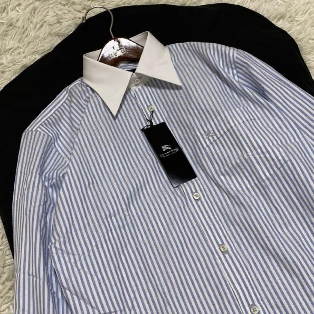 【未使用•タグ付✨】バーバリーブラックレーベル クレリックシャツ ストライプ L