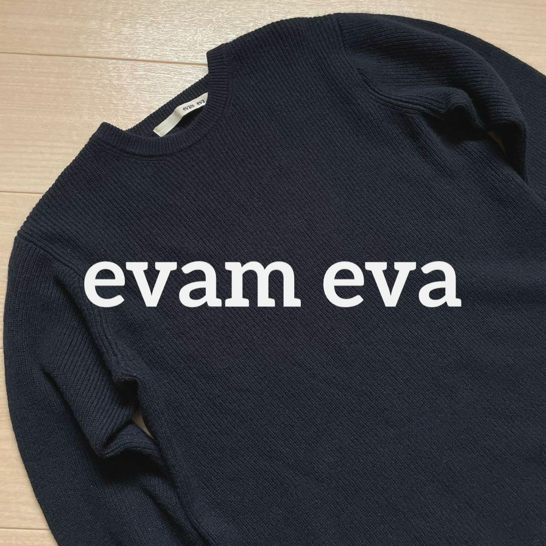 evam eva エヴァムエヴァ ウールカシミヤ クルーネックプルオーバーニット
