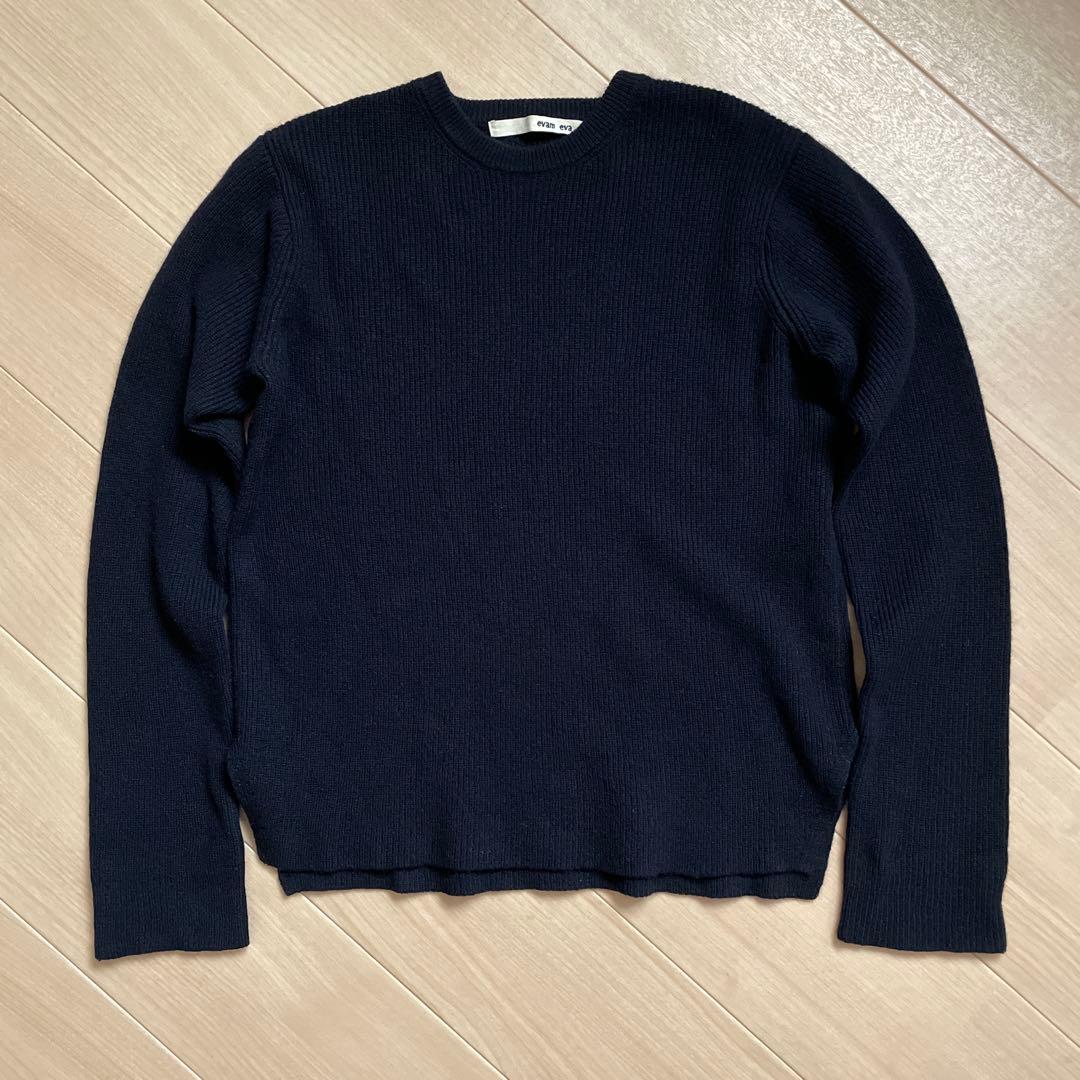 evam eva エヴァムエヴァ ウールカシミヤ クルーネックプルオーバーニット