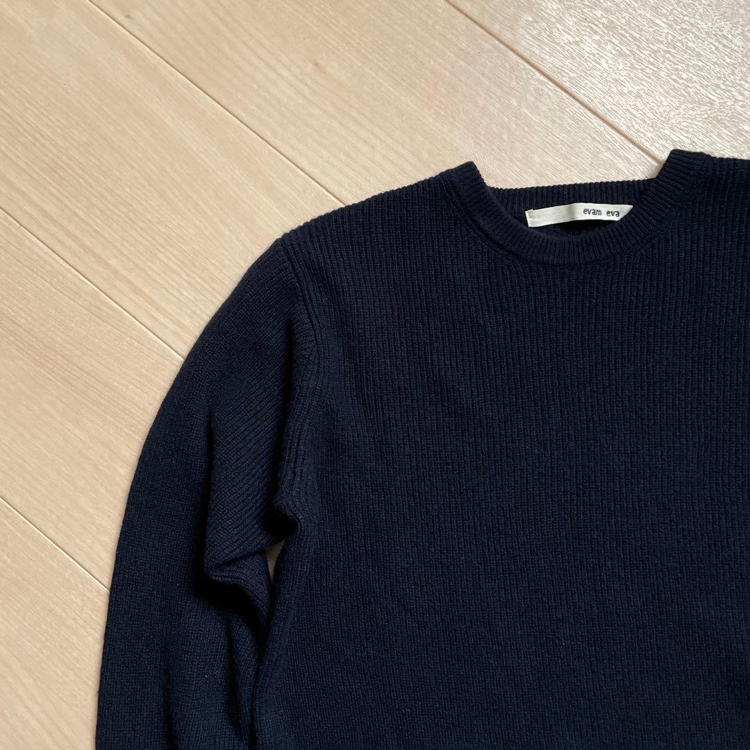 evam eva エヴァムエヴァ ウールカシミヤ クルーネックプルオーバーニット