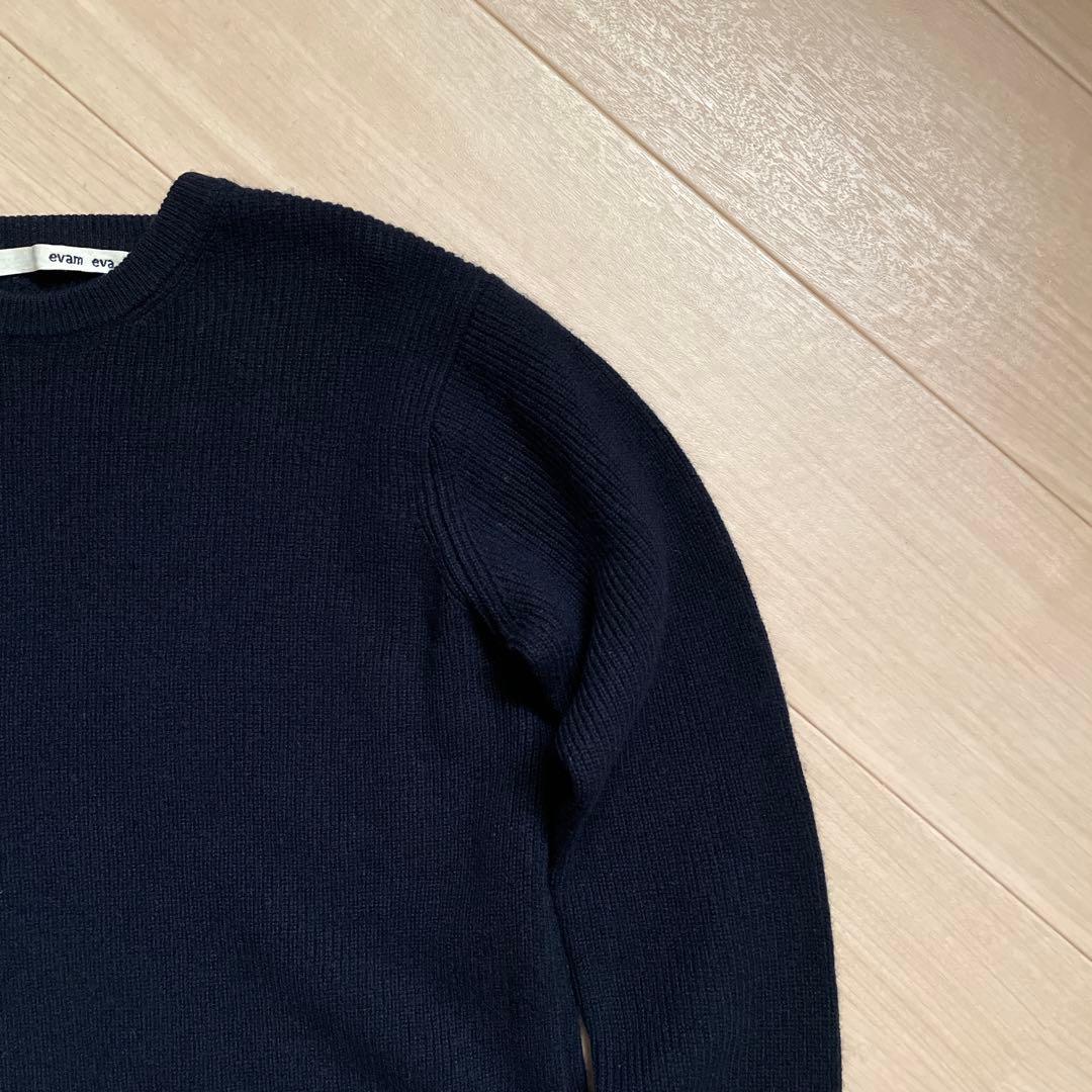 evam eva エヴァムエヴァ ウールカシミヤ クルーネックプルオーバーニット