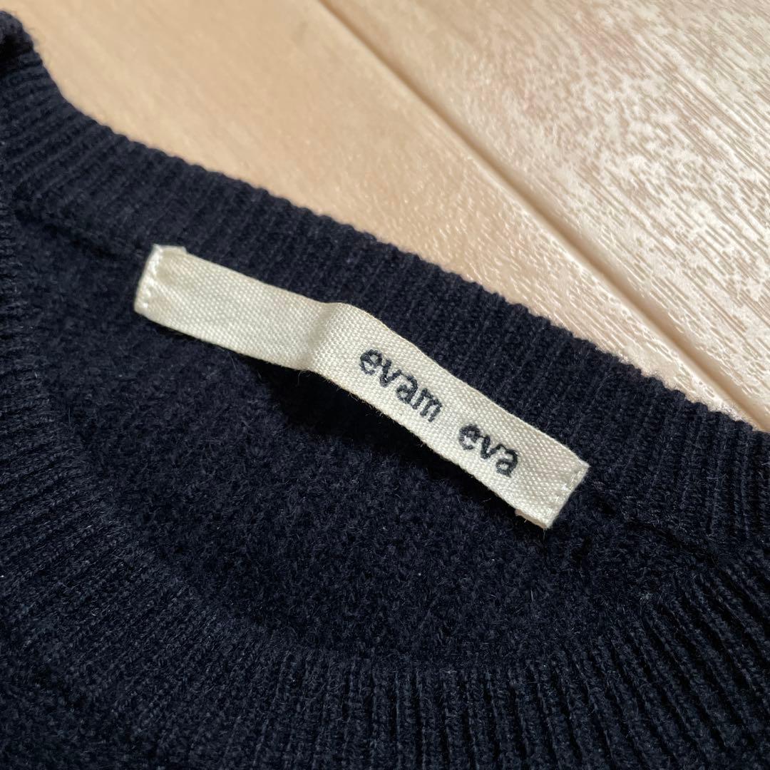 evam eva エヴァムエヴァ ウールカシミヤ クルーネックプルオーバーニット
