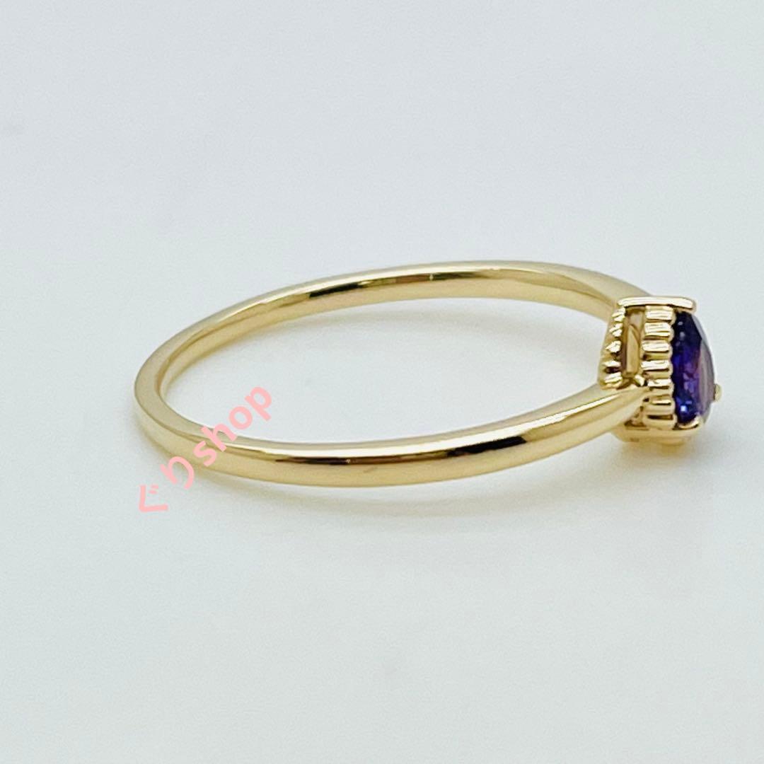 ESTELLE K10 イエローゴールド アメシスト リング　19号