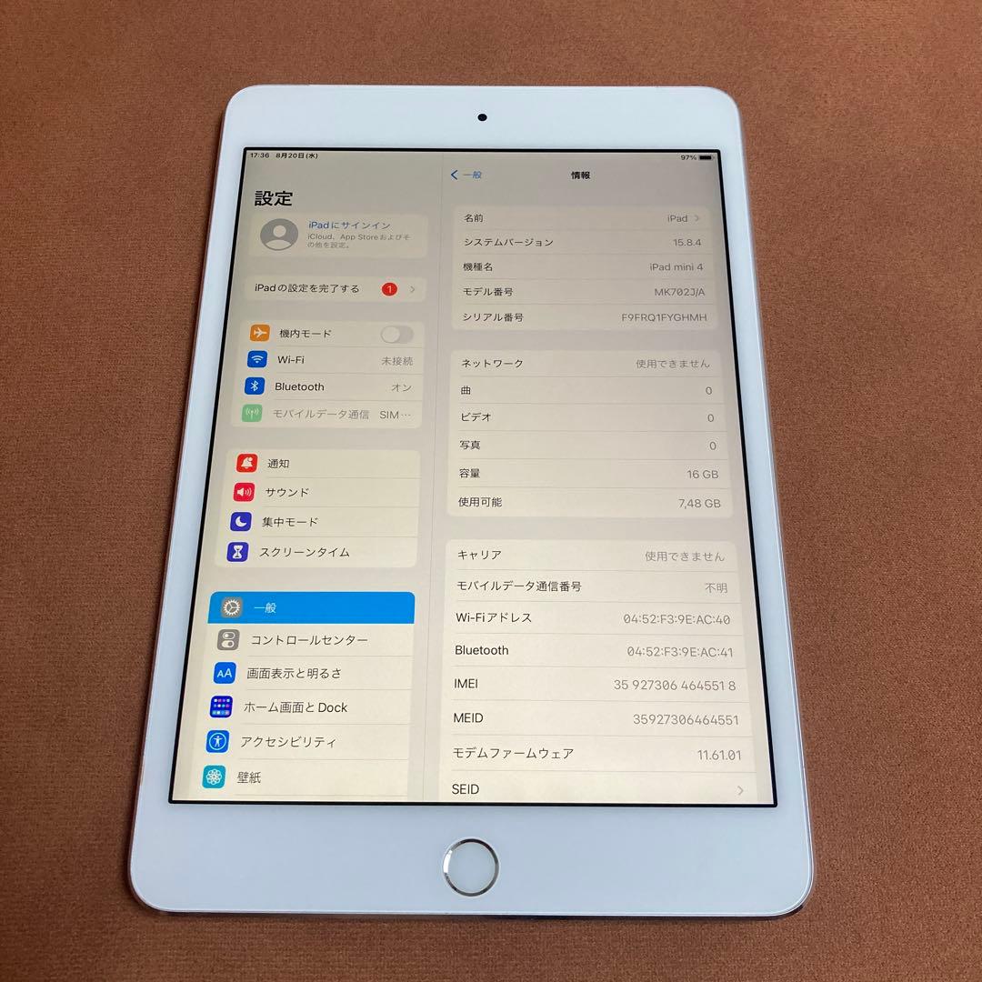 692 電池ほぼ新品☆iPad mini4 第4世代 16GB SIMフリー☆