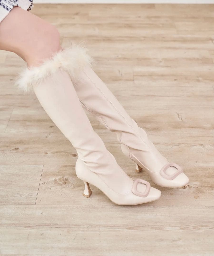 RoseMuse　fur attach stretch long boots