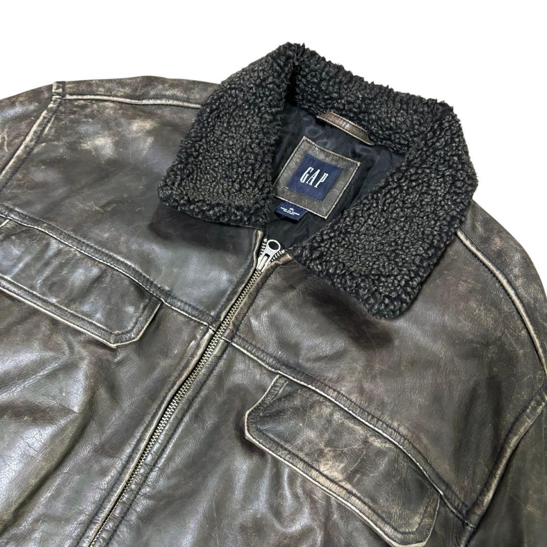 【ああああ】OLDGAP レザージャケット　ダークブラウン　ダメージ加工