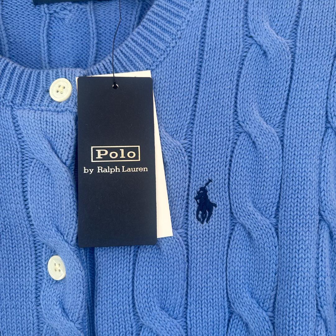 【新品・タグ付】 ポロラルフローレン ケーブルニットカーディガン ブルー M