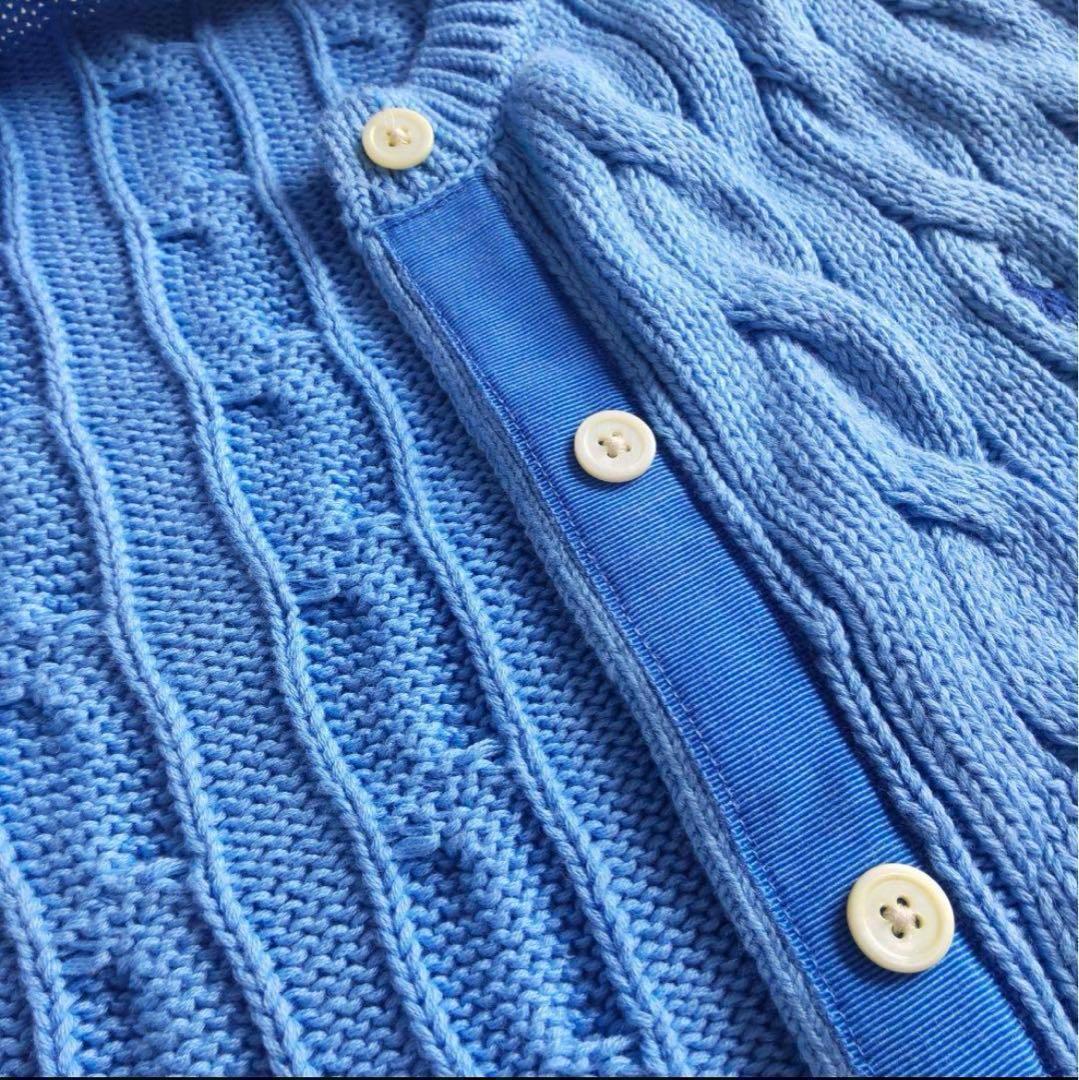 【新品・タグ付】 ポロラルフローレン ケーブルニットカーディガン ブルー M