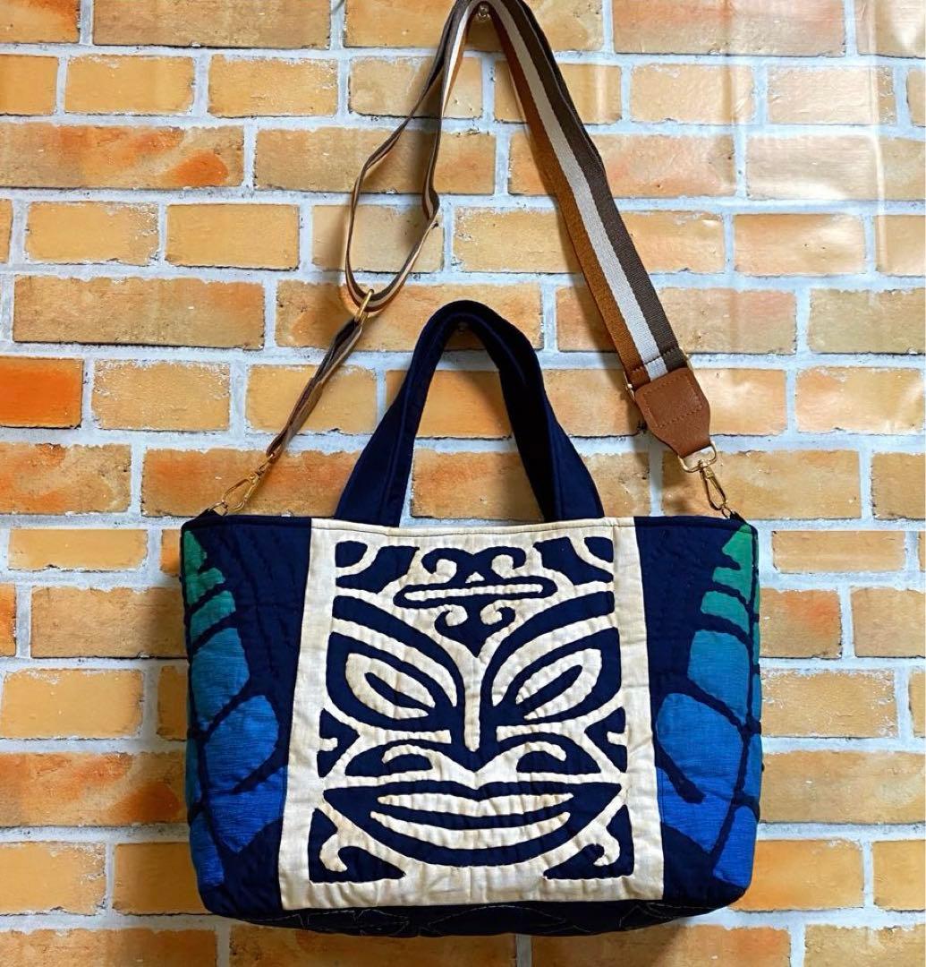 ハワイアンキルト2wayバッグ（ティキ）