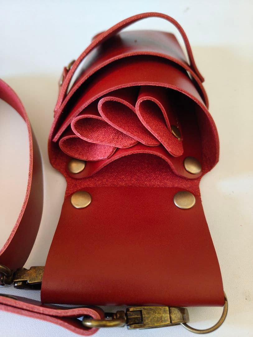 シザーケース　本革　4丁　レッド