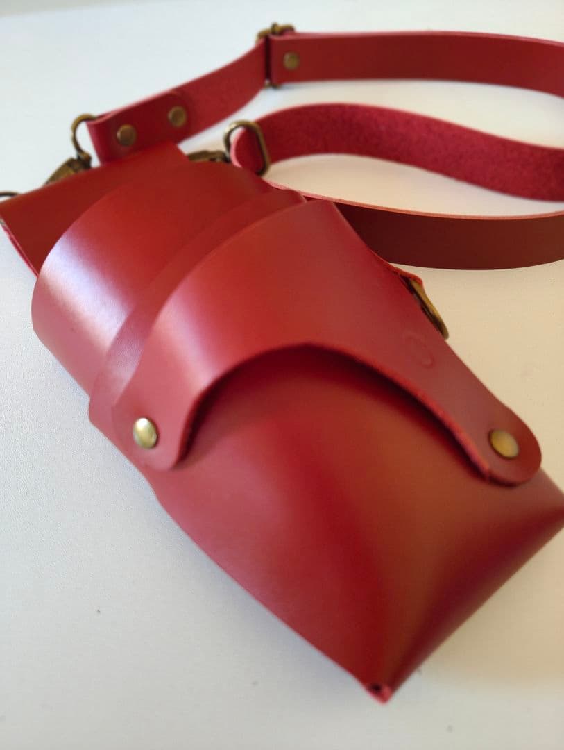 シザーケース　本革　4丁　レッド