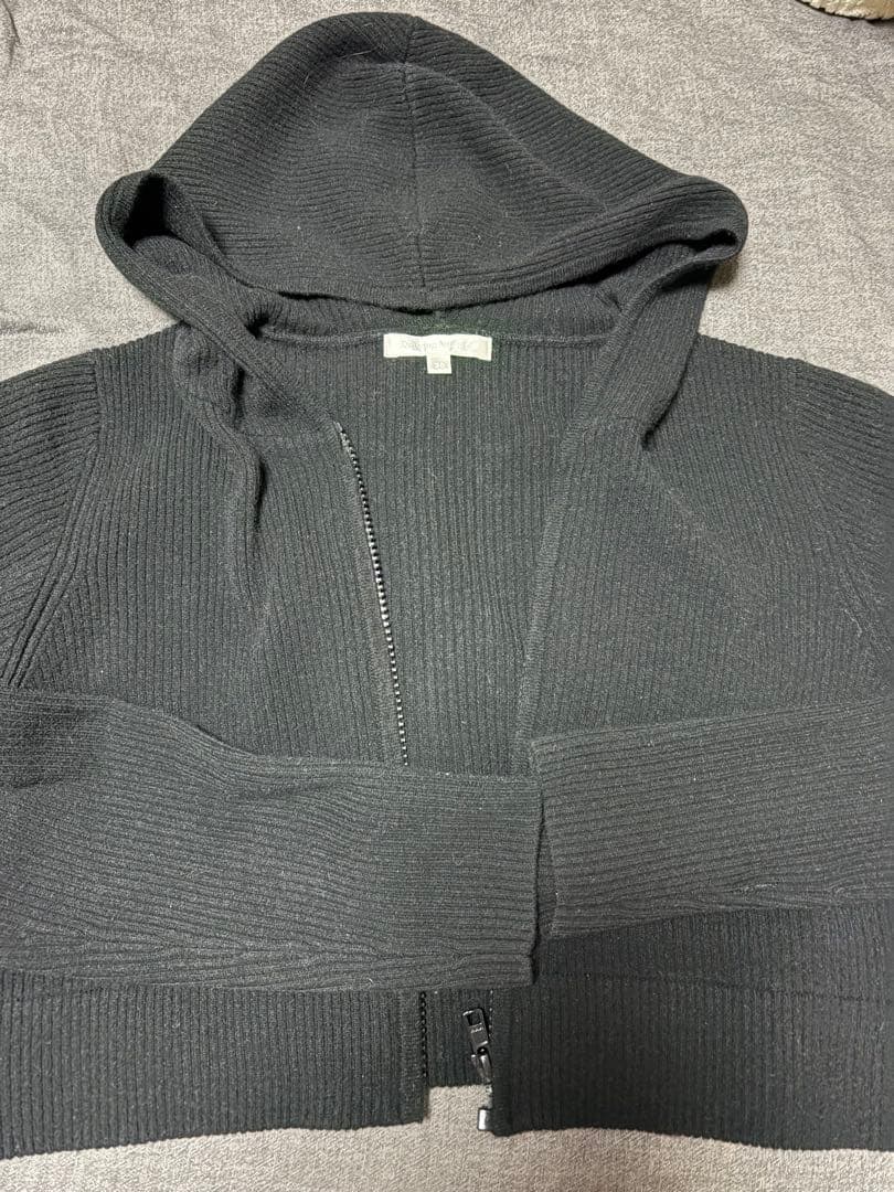 2025AW【Drawing Numbers】ブラック クロップドニットパーカー