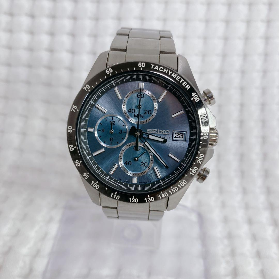 【ヨホホホ!! 】SEICO8T67腕時計クロノグラフ アイスブルー