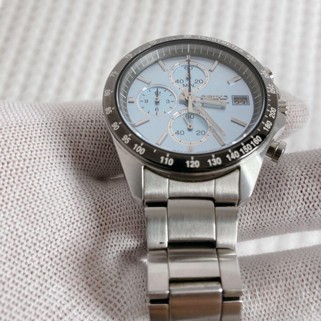 【ヨホホホ!! 】SEICO8T67腕時計クロノグラフ アイスブルー