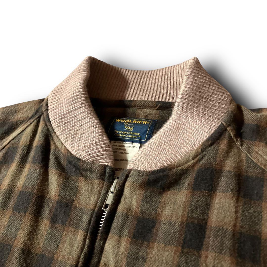 ウールリッチWoolrichチェックブルゾンボンバージャケットCBOYブラウンM