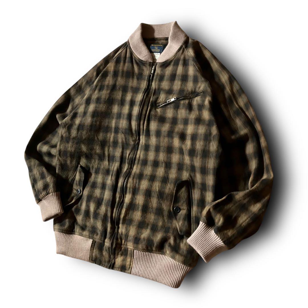 ウールリッチWoolrichチェックブルゾンボンバージャケットCBOYブラウンM