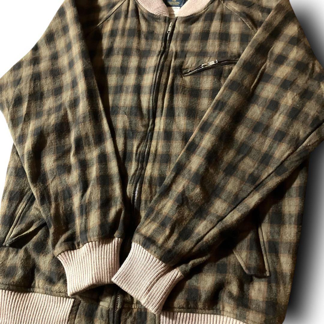 ウールリッチWoolrichチェックブルゾンボンバージャケットCBOYブラウンM