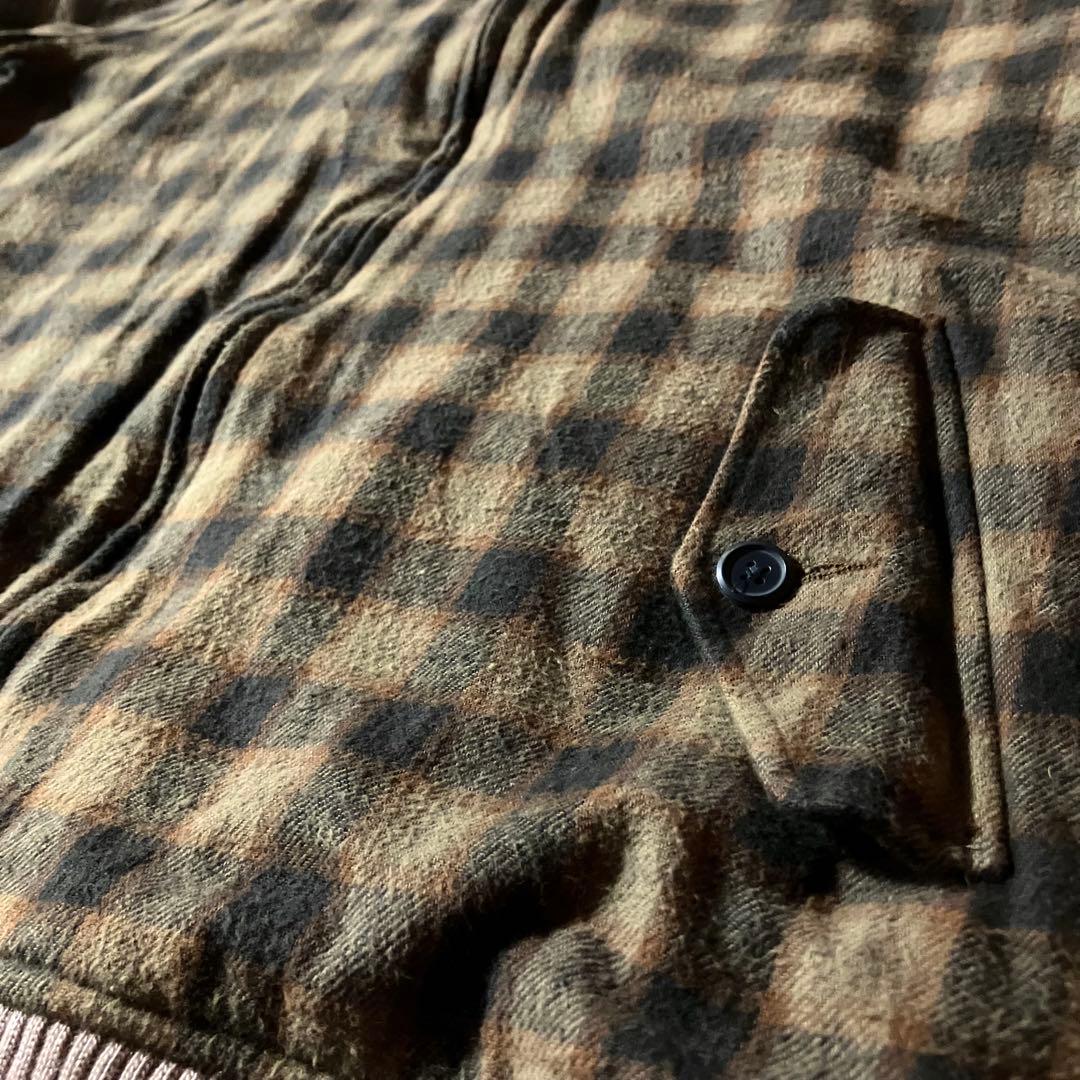 ウールリッチWoolrichチェックブルゾンボンバージャケットCBOYブラウンM