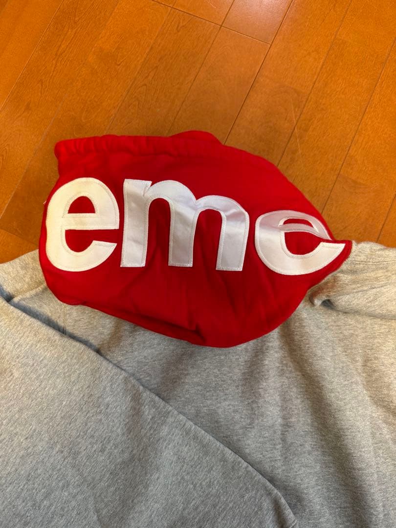 Supreme パーカー シュプリーム　フードロゴ　グレー