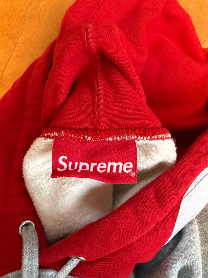 Supreme パーカー シュプリーム　フードロゴ　グレー