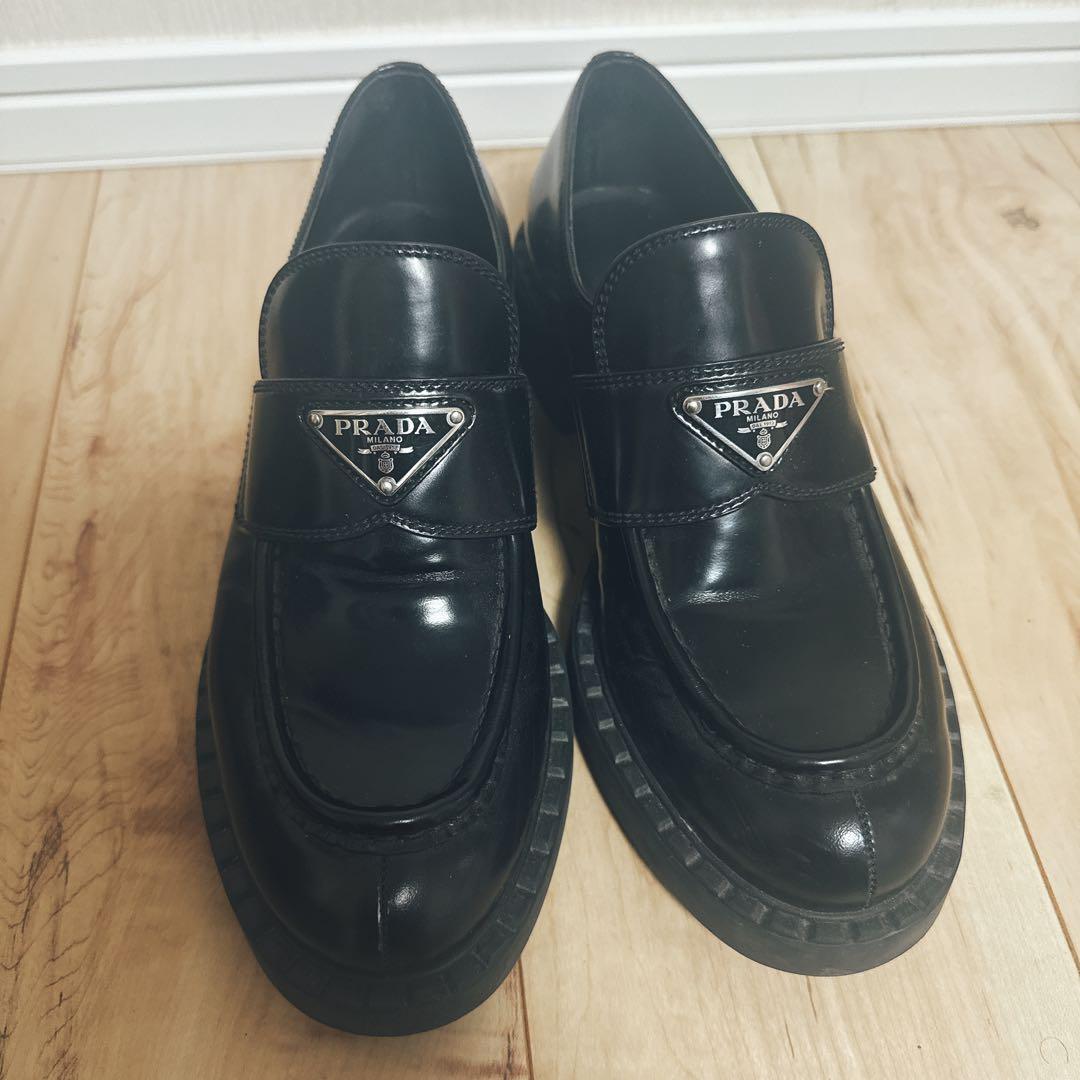 美品　プラダ　ローファー　革靴　サイズ38 1/2